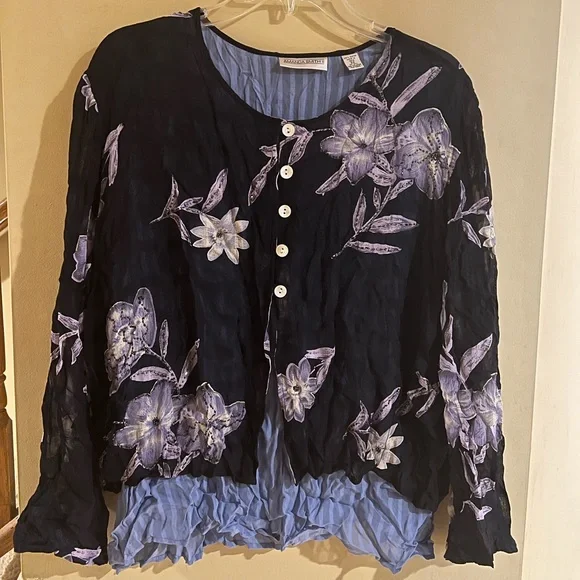 Vintage Pretty Beaded Floral Button Down Blouse Top - Picture 8 of 8